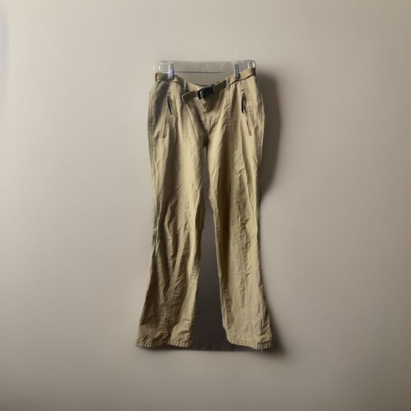 American Eagle Womens AE Flight Pants Size 8 Khaki Quick Dry belted Straight Leg - Picture 1 of 11